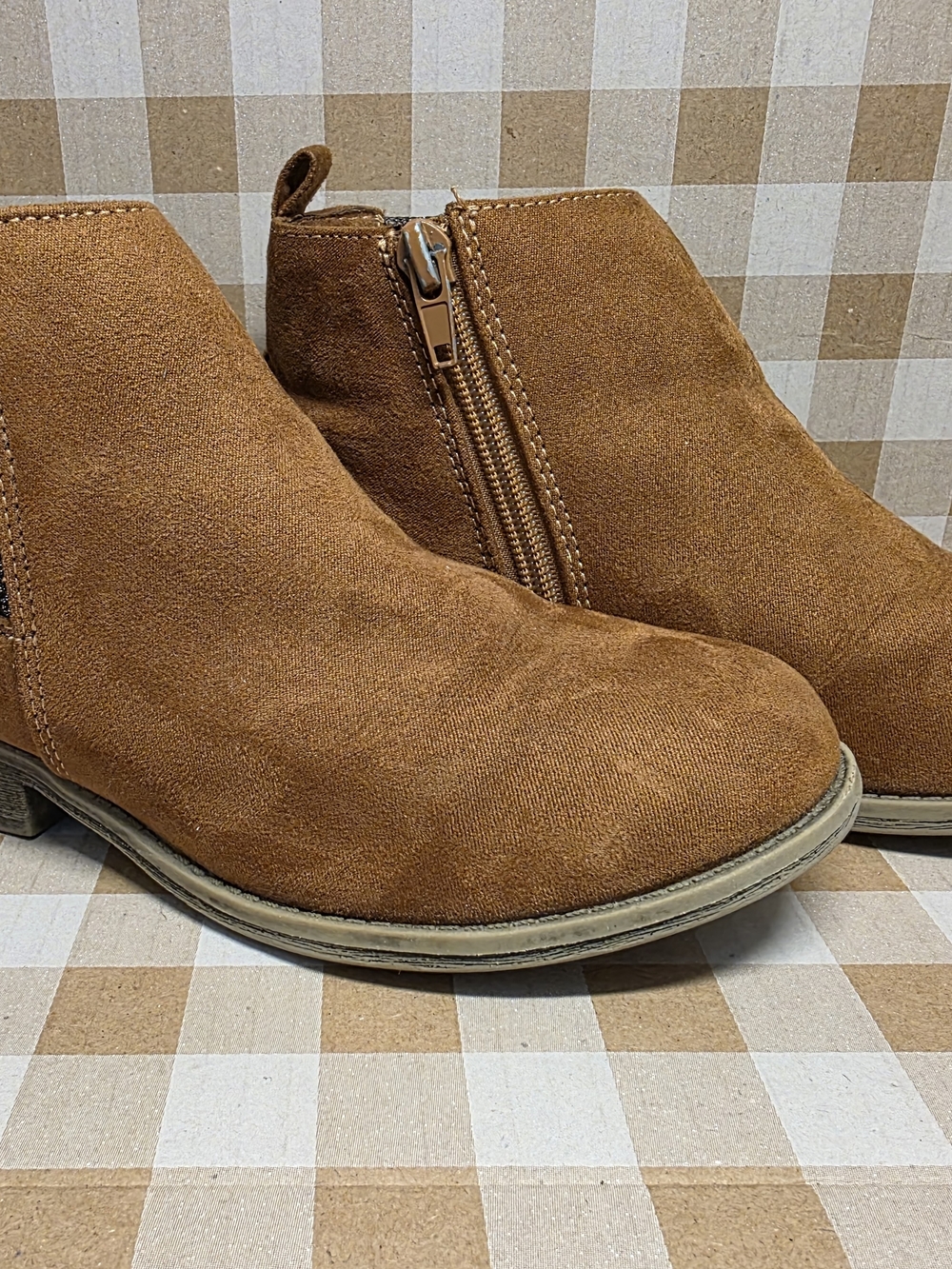 Kids Brown Suede Side-Zip Ankle Boots